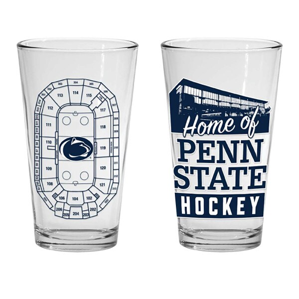 pint glass Home of Penn State Hockey one side - seating diagram with Athletic Logo other side